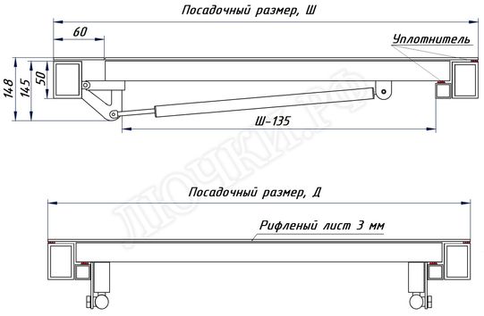 Напольный люк Дворник Короб, нержавеющая сталь AISI 304, 2 створки Напольный люк Дворник Короб, нержавеющая сталь AISI 304, 2 створки