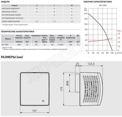Вытяжной вентилятор EB 100N HT Вытяжной вентилятор EB 100N HT